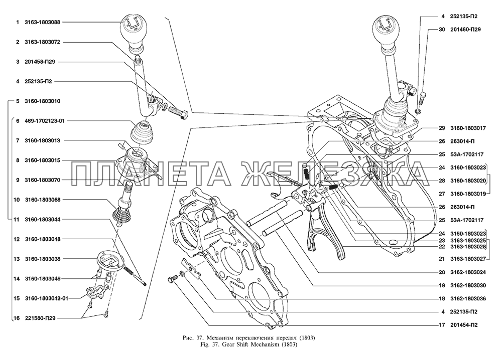 Механизм переключения передач UAZ Patriot